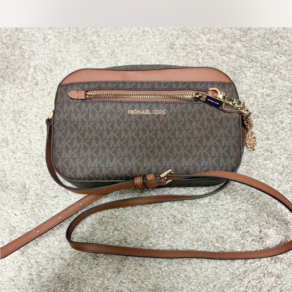 Michael Kors Signature Brown and Tan Crossbody Bag